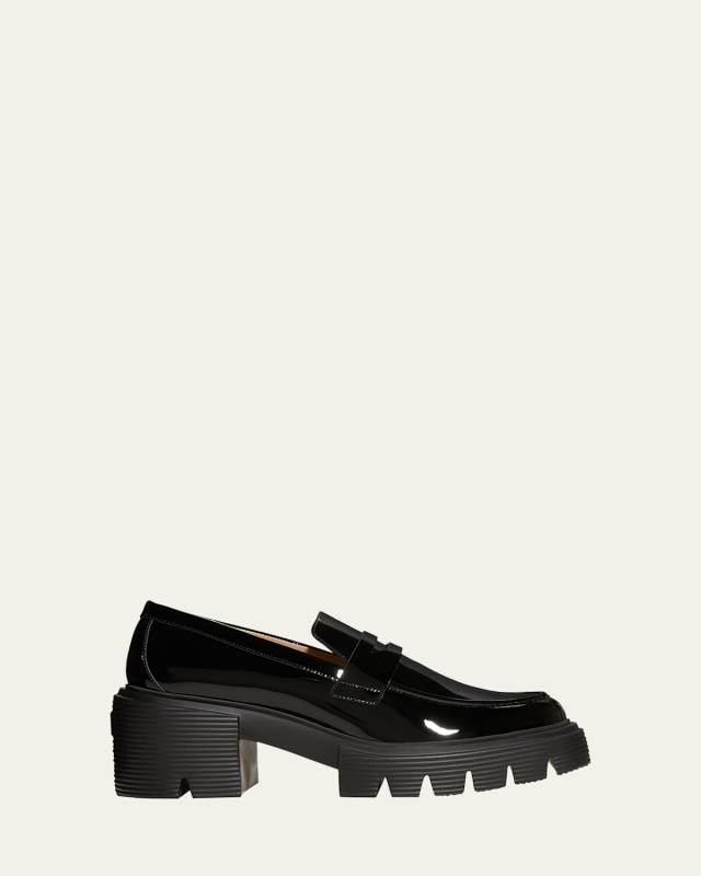 Soho Patent Lug-Sole Penny Loafers